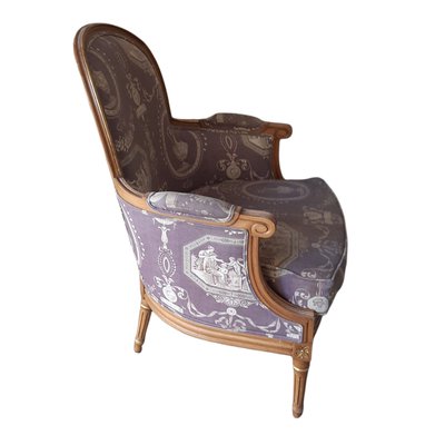 Louis XV Style Bergere Armchair in Floral Fabric-TCS-1072616