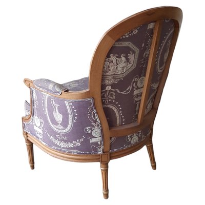 Louis XV Style Bergere Armchair in Floral Fabric-TCS-1072616