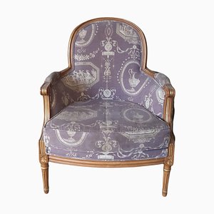 Louis XV Style Bergere Armchair in Floral Fabric-TCS-1072616