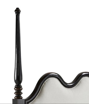 Louis XV Style Black Ebonized Mahogany Queen Bed-PSK-1002445