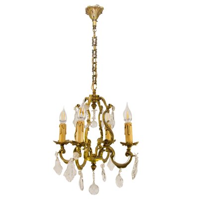 Louis XV Style Bronze and Crystal Four-Light Chandelier-KEG-1086625