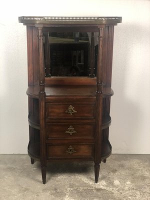 Louis XV Style Cabinet with Marble Top and Brass Gallery, 1920s-RWZ-730928