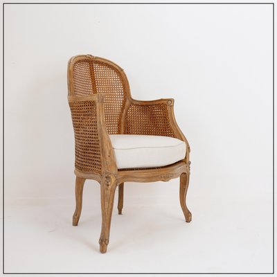 Louis Xv Style Carved Armchair with Double Sided Cane Work on Side Panels-NYF-2018788