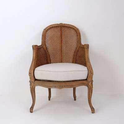 Louis Xv Style Carved Armchair with Double Sided Cane Work on Side Panels-NYF-2018788