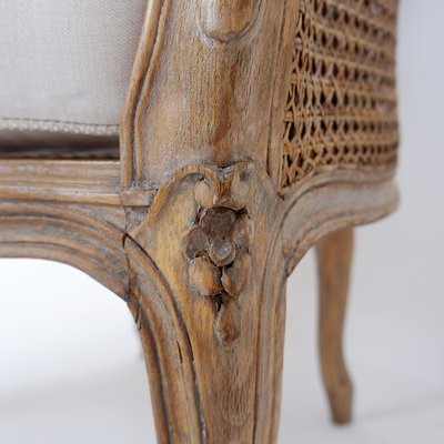 Louis Xv Style Carved Armchair with Double Sided Cane Work on Side Panels-NYF-2018788