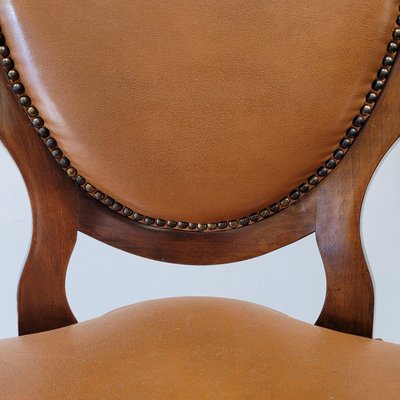 Louis XV Style Chair in Leather and Studs-NUC-2017296