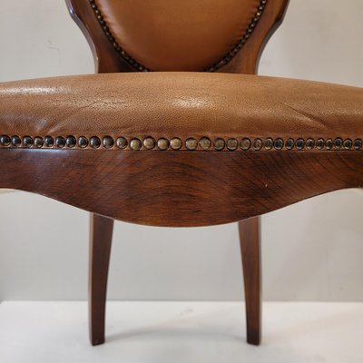 Louis XV Style Chair in Leather and Studs-NUC-2017296