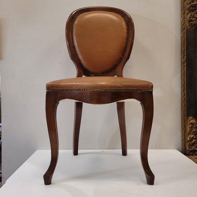 Louis XV Style Chair in Leather and Studs-NUC-2017296