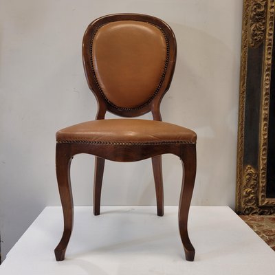 Louis XV Style Chair in Leather and Studs-NUC-2017296