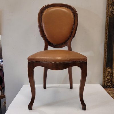 Louis XV Style Chair in Leather and Studs-NUC-2017296