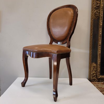 Louis XV Style Chair in Leather and Studs-NUC-2017296