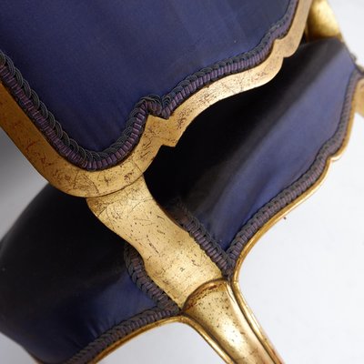 Louis XV Style Chairs with Navy Blue Silk-NYF-2019074