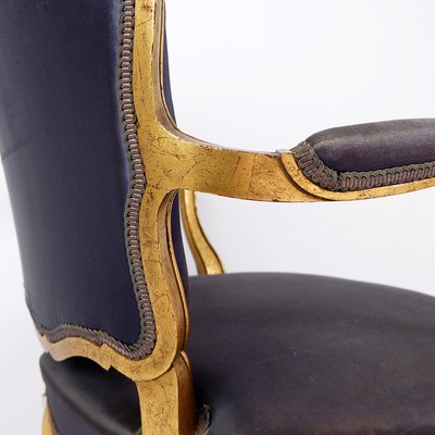 Louis XV Style Chairs with Navy Blue Silk-NYF-2019074