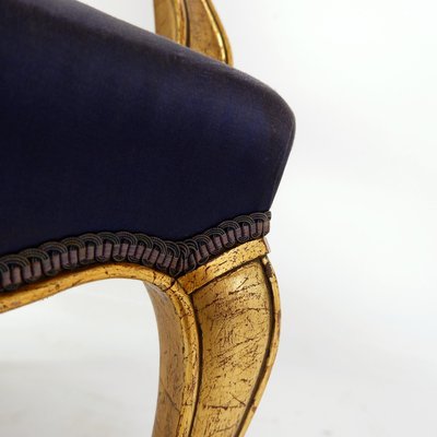 Louis XV Style Chairs with Navy Blue Silk-NYF-2019074