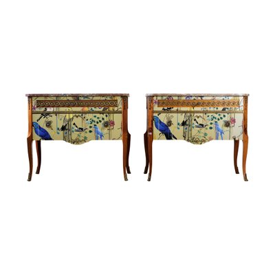 Louis XV Style Commodes with Marble Tops, 1950s, Set of 2-VTA-1438737