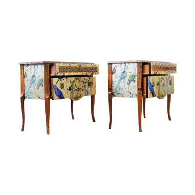 Louis XV Style Commodes with Marble Tops, 1950s, Set of 2-VTA-1438737