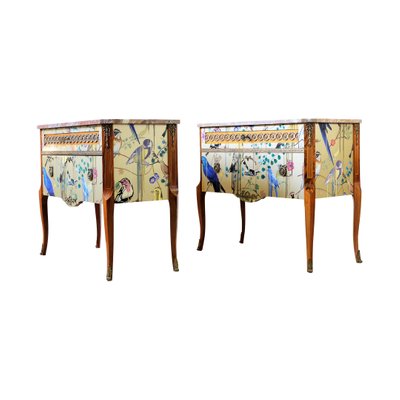 Louis XV Style Commodes with Marble Tops, 1950s, Set of 2-VTA-1438737