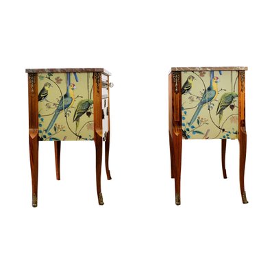 Louis XV Style Commodes with Marble Tops, 1950s, Set of 2-VTA-1438737