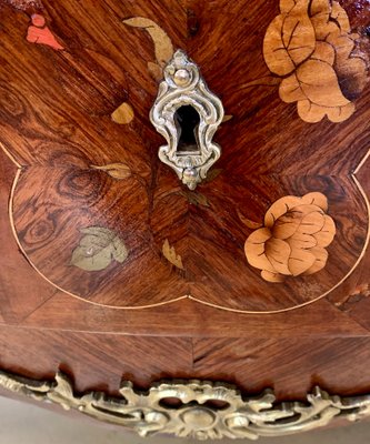 Louis XV Style Curved Chest of Drawers in Precious Wood Marquetry-EQU-1417569