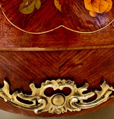 Louis XV Style Curved Chest of Drawers in Precious Wood Marquetry-EQU-1417569