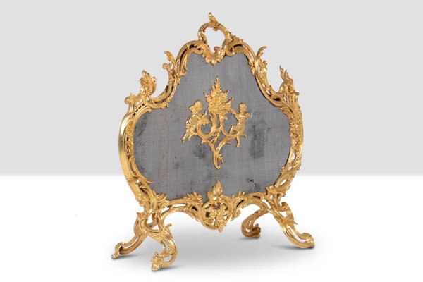 Louis XV Style Fire Screen in Gilt Bronze, 1880-CEJ-1763895