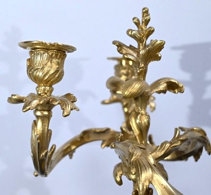 Louis XV Style Gilded Bronze Candelabras, Late 19th Century, Set of 2-RVK-1724981