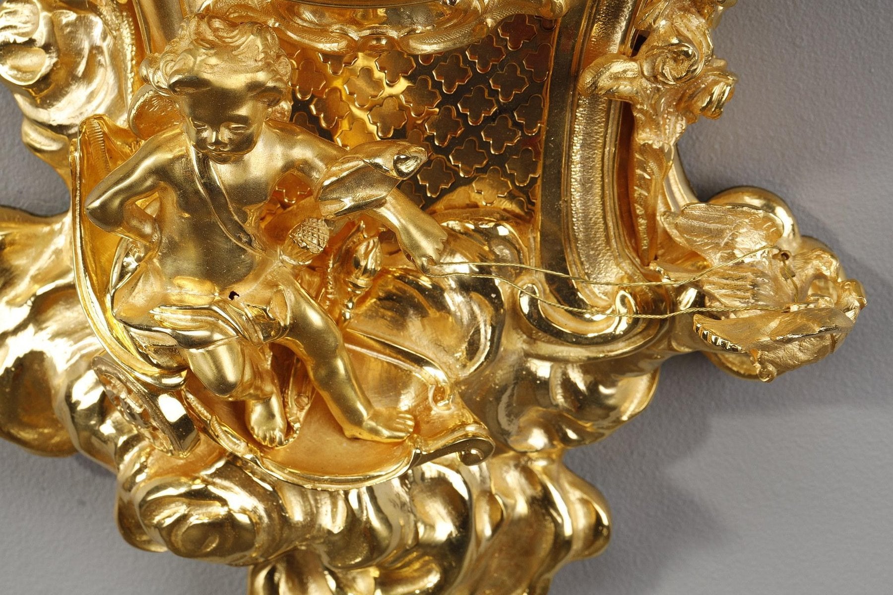 Louis XV Style Gilt Bronze Love on Its Chariot Wall Cartel