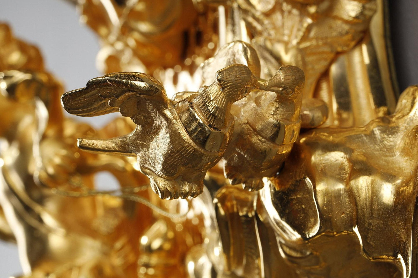 Louis XV Style Gilt Bronze Love on Its Chariot Wall Cartel