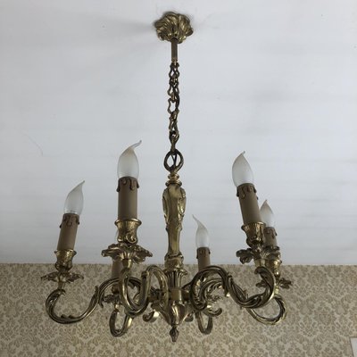 Louis XV Style Luster and Bronze Chandeliers, 1950s, Set of 3-SDV-674009