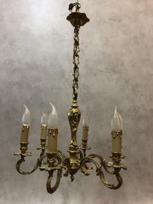 Louis XV Style Luster and Bronze Chandeliers, 1950s, Set of 3-SDV-674009