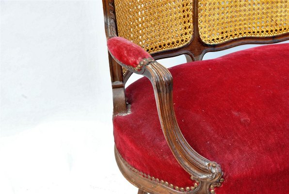 Louis XV Style Mahogany and Cane Lounge Chair-SYQ-783394