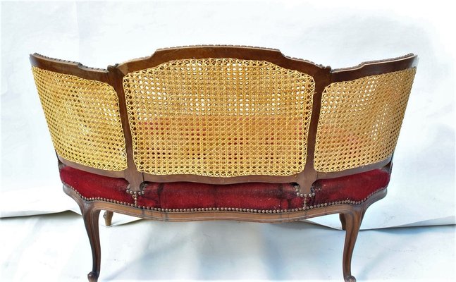 Louis XV Style Mahogany and Cane Lounge Chair-SYQ-783394