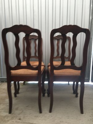 Louis XV Style Oak Dining Chairs, 1940s, Set of 4-WQQ-913729