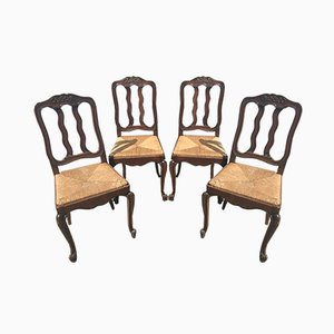 Louis XV Style Oak Dining Chairs, 1940s, Set of 4-WQQ-913729