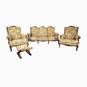 Louis XV Style Oak Living Room Set, Set of 4-HLV-2033144