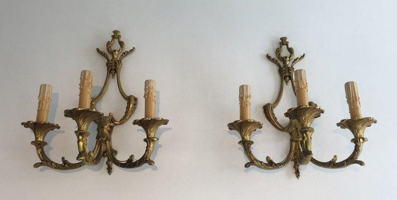 Louis XV Style Sconces with 3 Arms, Set of 2-BA-1365563