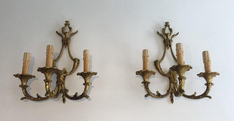 Louis XV Style Sconces with 3 Arms, Set of 2-BA-1365563