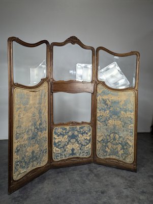 Louis XV Style Screen in Oak with Beveled Glass-HLV-2024373