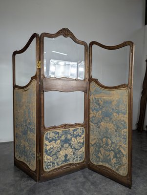 Louis XV Style Screen in Oak with Beveled Glass-HLV-2024373