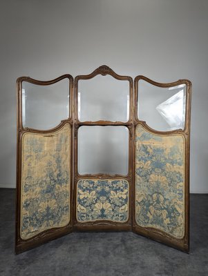 Louis XV Style Screen in Oak with Beveled Glass-HLV-2024373