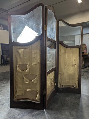 Louis XV Style Screen in Oak with Beveled Glass-HLV-2024373