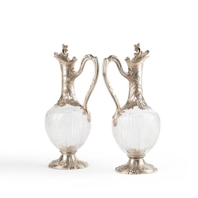 Louis XV Style Silver and Crystal Ewers, Set of 2-WFS-1763935