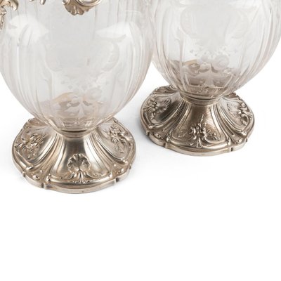 Louis XV Style Silver and Crystal Ewers, Set of 2-WFS-1763935