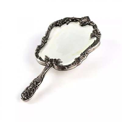 Louis XV Style Silver Hand Mirror-WMV-1129294