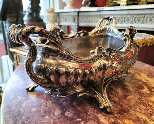 Louis XV Style Silver Plated Bronze Jardiniere, 1800s-WFS-1801565