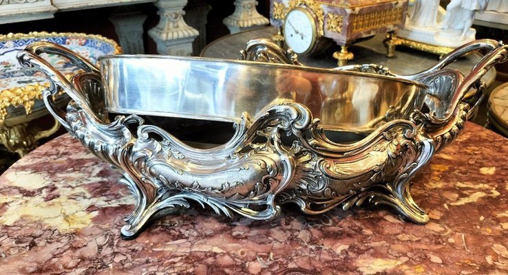 Louis XV Style Silver Plated Bronze Jardiniere, 1800s-WFS-1801565