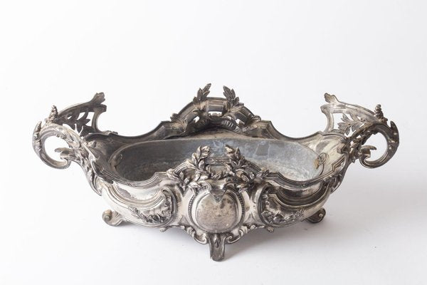 Louis XV Style Silver-Plated Metal Planter-WFS-744702