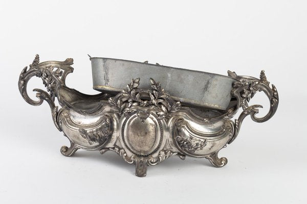 Louis XV Style Silver-Plated Metal Planter-WFS-744702