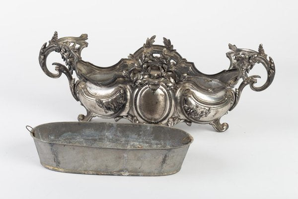 Louis XV Style Silver-Plated Metal Planter-WFS-744702