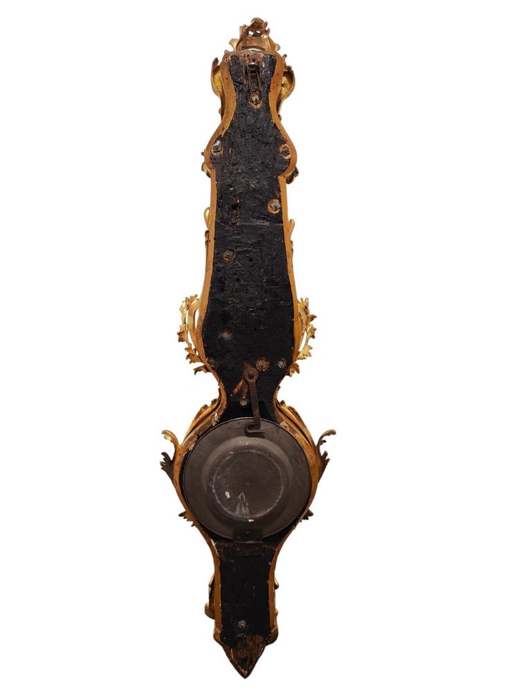 Louis Xv Style Vernis Martin Cartel Clock and Thermometer, 1740